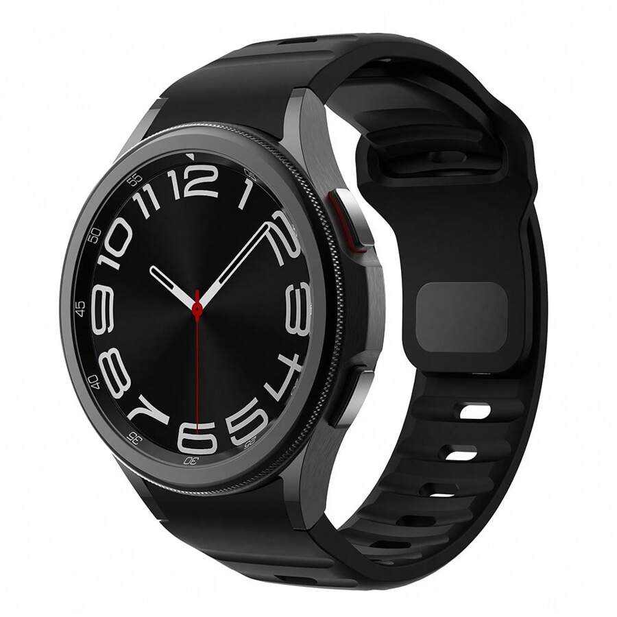 适用于三星 Galaxy Watch 6 4 Classic 5 Pro 硅胶表带 44mm 40mm 47mm 43mm 42mm 46mm 45mm 手链 Galaxy Watch6 Watch4 表带 - black - 查看 1