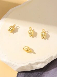 10pcs/Pack High-End Traditional Style Antique Gold Flower Pendant, Beaded Pendant Making Material With Gold-Color Beaded Chain And Accessories, Diy Jewelry Making Kit - Gold - View 3