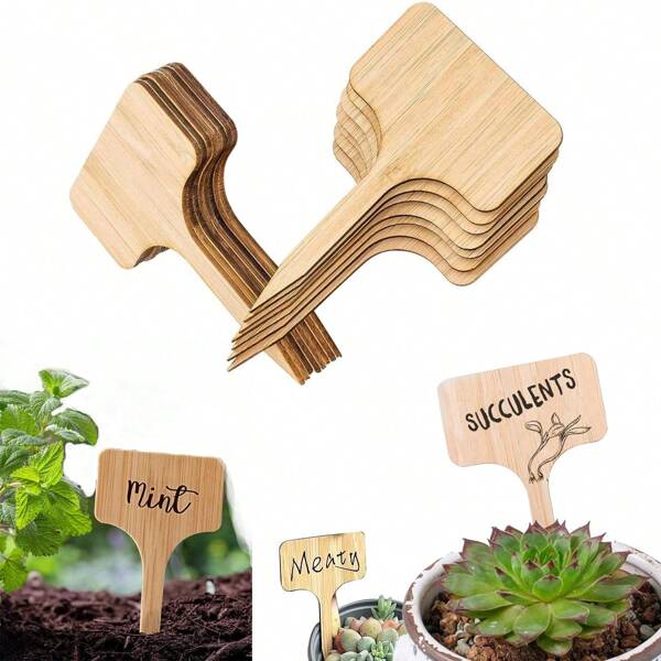 10/15/25/50pcs Plant Labels, Garden Plant Markers, Wooden T-Type Plant Tags, Garden Signs For Outdoor Garden Plants Garden Potted Plants