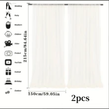 2 Piezas 59x86 Pulgadas Cortinas De Fondo Transparentes De Organza Para Fiesta De Cumpleaños, Baby Shower Y Otras Decoraciones (excluyendo Luces) - Rojo - Ver 2