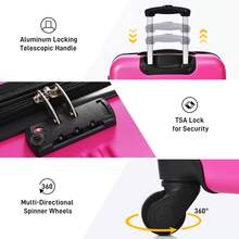 MERAX Hardshell Luggage Sets  20"+28"+Bag  / 20inches+Bag / 24inches+Bag / 20"+24"+Bag Spinner Suitcase With TSA Lock Lightweight - 20 inch + Túi-Hồng - Xem 3