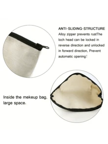 情人節心形&豹紋&字母圖案搭扣收納袋,時尚化妝包,旅行整理包,女性、女孩和新年簡單禮物 - 白色 - 查看 3