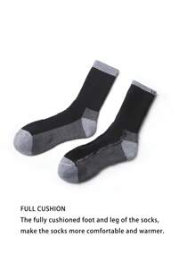6 双超值男士厚款徒步袜 - 柔软温暖舒适冬季中筒袜日常穿着徒步、骑行和跑步 - 黑色 - 查看 5