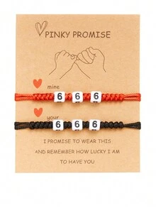 2pcs Lucky Numbers Braided Couple Bracelets, Handmade Braided Wristband, Gift For Friends - WG0091 Number 5 - View 5