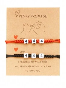 2pcs Lucky Numbers Braided Couple Bracelets, Handmade Braided Wristband, Gift For Friends - WG0091 Number 5 - View 3