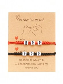 2pcs Lucky Numbers Braided Couple Bracelets, Handmade Braided Wristband, Gift For Friends - WG0091 Number 5 - View 8