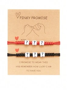 2pcs Lucky Numbers Braided Couple Bracelets, Handmade Braided Wristband, Gift For Friends - WG0091 Number 5 - View 6