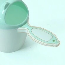 1入可愛卡通淋浴噴頭嬰兒洗頭杯,洗髮匙,浴缸匙,多用途水杯,兒童牙刷杯 - 綠色 - 查看 3