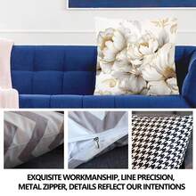 1入組聚酯纖維單面金色花紋數字印花裝飾靠墊套,45*45公分,隱蔽拉鍊設計,不含靠墊內芯,適用於客廳和臥室 - 彩色 - 查看 8