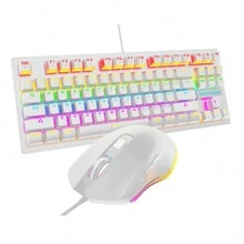Kit Teclado Mouse Mecanico Abnt2 Gamer Rgb Usb Pc Led Switch Blue Be-k1 - Branco - Visão 2