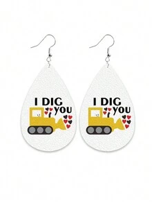 1 对创意可爱个性化设计高端双面 PU 皮革心形扎染彩虹色汽车水滴装饰耳坠适合日常佩戴和摄影，情人节送给女朋友的绝佳礼物 - 彩色 - 查看 2