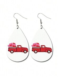 1 对创意可爱个性化设计高端双面 PU 皮革心形扎染彩虹色汽车水滴装饰耳坠适合日常佩戴和摄影，情人节送给女朋友的绝佳礼物 - 彩色 - 查看 5