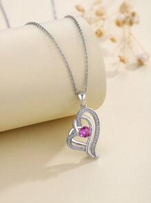 H Z JEWERLY 1 件時尚波西米亞風格銅和方晶鋯石心形吊墜項鍊鍍白金,適合女士日常生活、派對、情侶禮物、女朋友禮物以及送給親戚、最好朋友的禮物 - 白色 - 查看 9