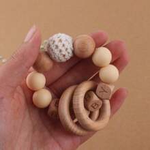 1個新款兒童藝術和手工木製圈手鍊,創意色彩繽紛的鉤針珠子,孩子自製手工珠寶飾品配件 - 香檳色 - 查看 4