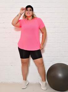 Plus Size Sports Tees & Tanks - 玫紅色 - 查看 5