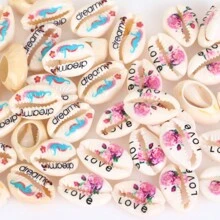 10入組10-20mm自然色彩貝殼貝殼散珠海灘海殼diy珠寶製作手鍊裝飾 - 字母款 - 查看 3