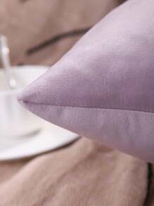 Miater 1 件純色天鵝絨枕頭套 - 淡紫色 - 查看 3