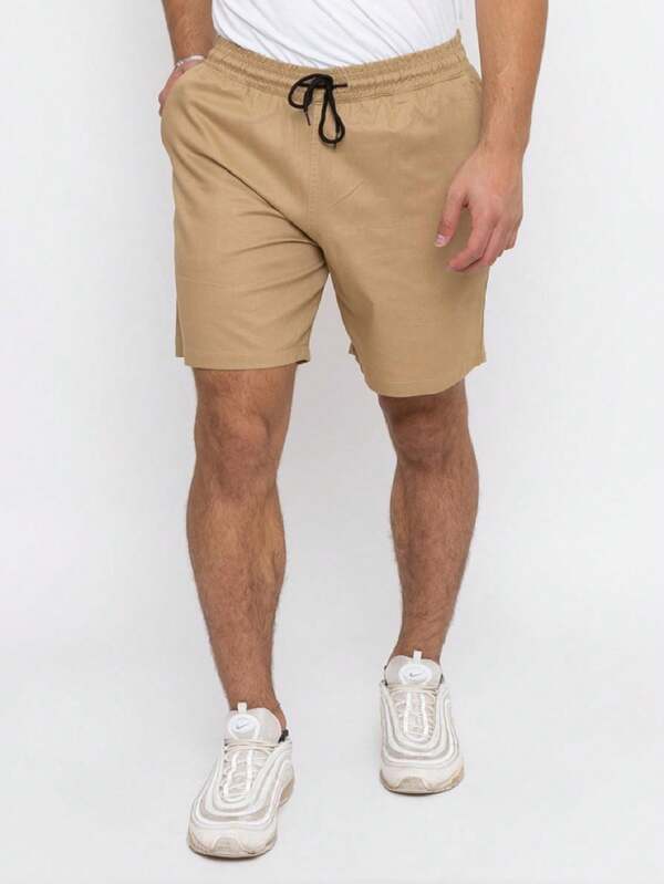 Bermuda Jogger Masculina em Sarja Bege Caetano