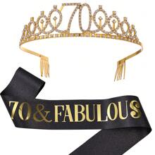 Một bộ Của Đồ Trang Trí Sinh Nhật Thích hợp Dành cho Cô gái 40 , 50 , 60 , 70 , 80 , Và , Bao gồm A Vàng Sinh nhật Vương miện Và Đen Tiệc sinh nhật Quân nhu , Của phụ nữ Quà sinh nhật - màu đen - Xem 15