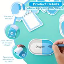 8入組醫生便利貼,有趣的護理自黏便條簿,醫療主題可愛貼紙,適用於醫院學校辦公室護士禮物備忘錄,總共240張 - 藍色 - 查看 2