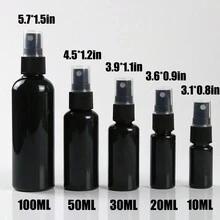 3 件裝細霧噴霧器,附防塵蓋,塑膠噴霧瓶,空髮膠瓶,旅行可再填充細霧噴霧器,適用於精油、頭髮、化妝品、清潔產品黑色噴霧瓶 - 黑色 - 查看 3