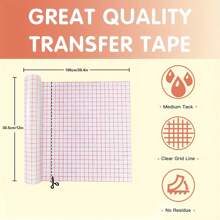 1 Roll 12in*39.4in/12in*196.85in Transparent Vinyl Transfer Tape With Grid For Alignment, Adhesive Transfer Paper For Silhouette Vinyl Stickers, Decals, Windows, Signs, Back To School