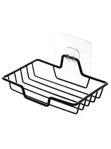 1pc, Rustproof Stainless Steel Soap Dish Holder - Wall Mounted Soap Holder For Bathroom And Kitchen - Easy To Install - Square (Black-Silver) - Black - View 7