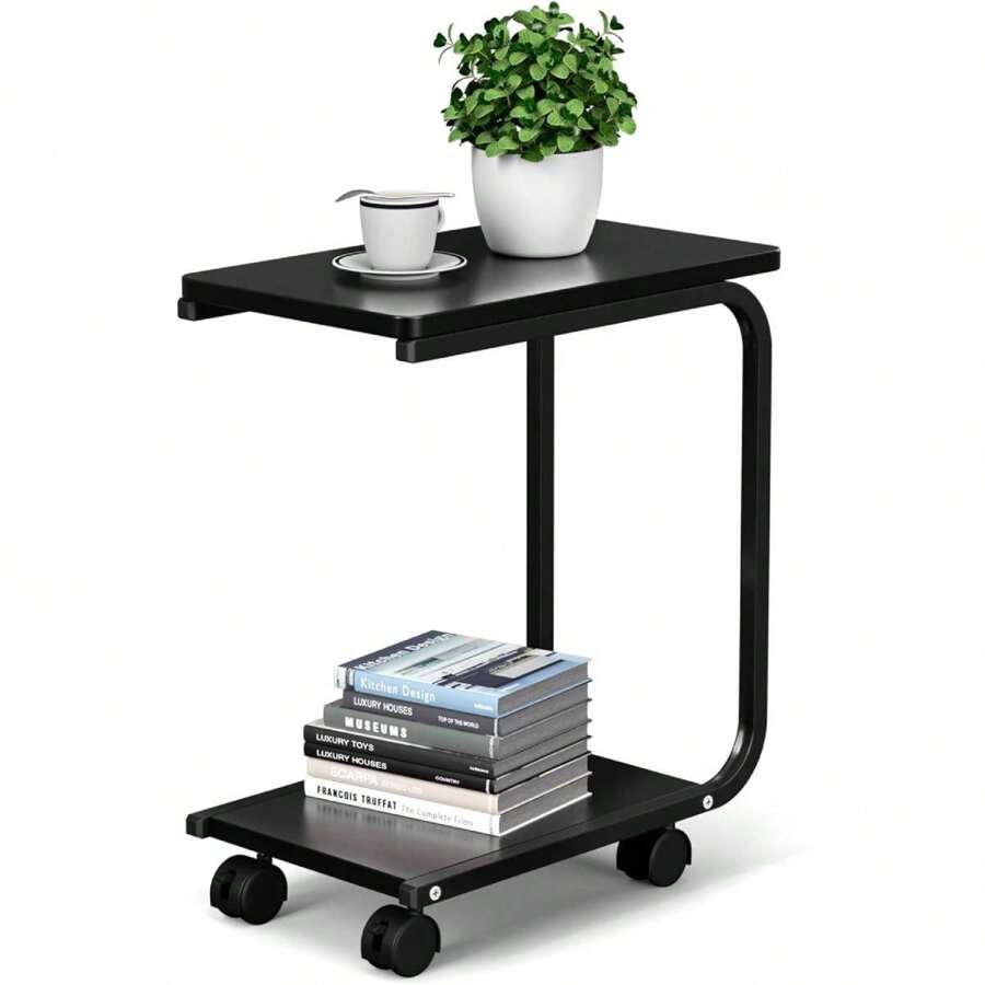 Side Table For PC Laptop Notebook, Care Table On The Bed For Living Room Home Hospital, Coffee Table Sofa Table For Bed Sofa, Laptop Table With Wheels Black, Laptop Stand Notebook Stand - Black - View 1