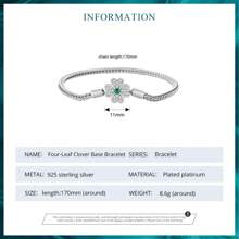 Bamoer 925純銀四葉草蛇骨基本手鍊,鑲嵌鋯石,為女性珠寶愛好者diy打造精美首飾 - 銀色 - 查看 8