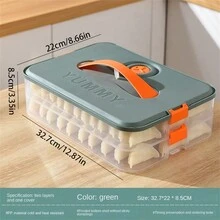 1只大容量餃子盒,特殊密封保鮮多層快速冷凍食品雲吞儲存盒,可放進冰箱冷凍保存,食品保鮮盒居家餃子盤快速冷凍雲吞冰箱盒蛋盒 - 綠色 - 查看 4