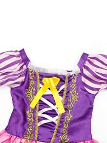Encantador Disfraz de Princesa Rapunzel para Niñas, Vestido Morado con Accesorios Brillantes, Ideal para Cosplay y Fiestasy - Albaricoque - Ver 6