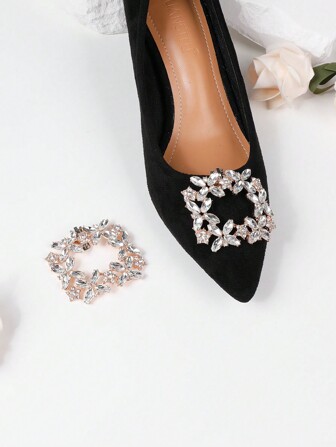 1 Pair Transparent Glass Diamond Alloy Shoe Clips, Suitable For Wedding Shoes, High Heels, Flats, DIY Detachable Shoe Decorations