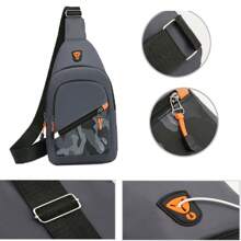 1pc Sling Bags For Men Adjustable Fanny Pack Sports Running Chest Waist Bag Waterproof For Travel Hiking Outdoor Crossbody Bag - Grey - View 2