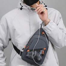 1pc Sling Bags For Men Adjustable Fanny Pack Sports Running Chest Waist Bag Waterproof For Travel Hiking Outdoor Crossbody Bag - Grey - View 1