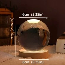 1入組3D水晶球木底夜燈，生日禮物，母親節禮物，情人節禮物，結婚週年紀念日禮物，客廳，室內，家用桌面裝飾，氛圍燈為女友，妻子，朋友 - led水晶球夜燈 - 查看 8