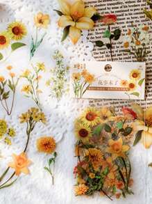 40pcs Fresh Sunflower Stickers For Plant-Themed Journal, Scrapbook, Etc. Back To School - Yellow - View 2