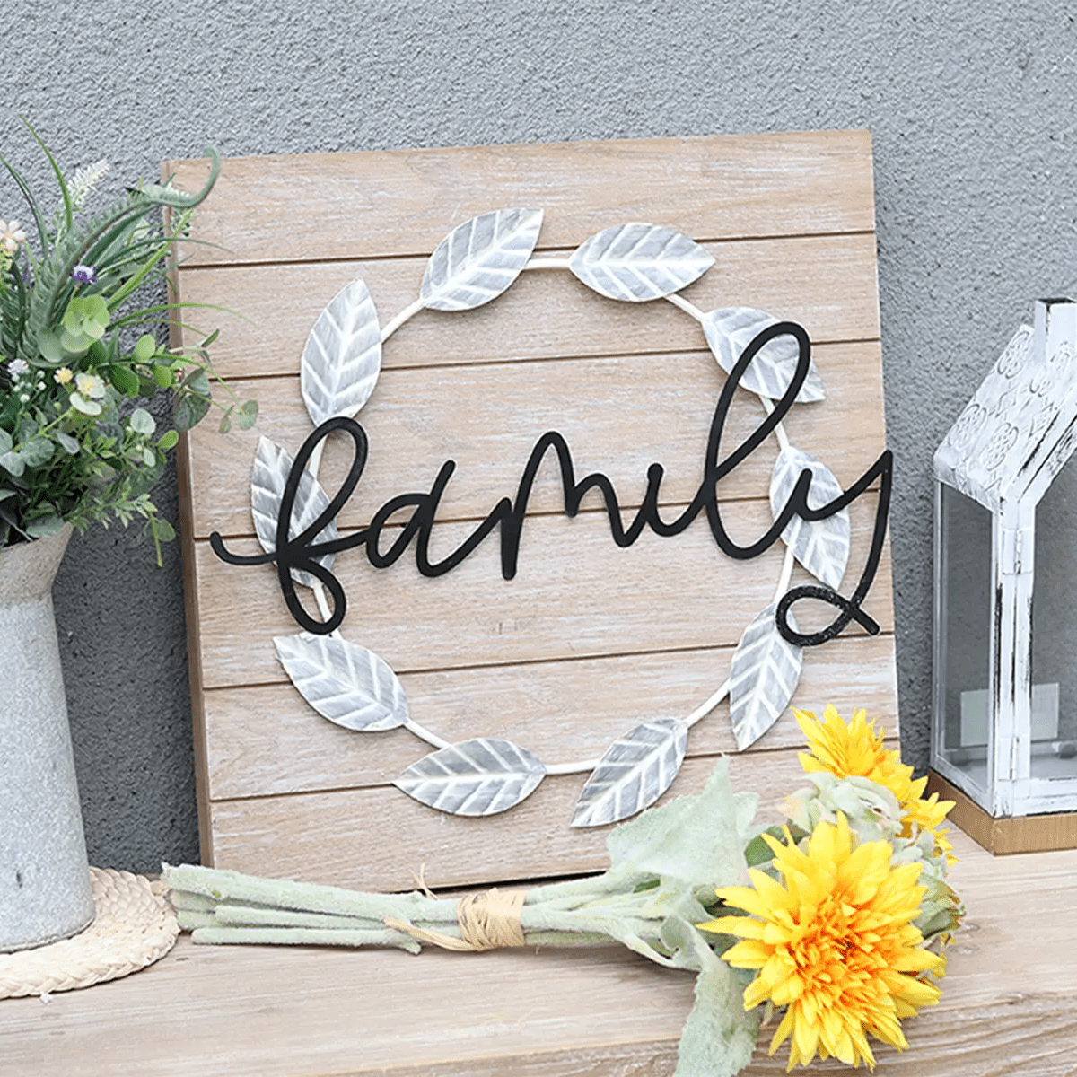 Family Wood Plank Wall Decor With Metal Cutout Family Word SHEIN USA