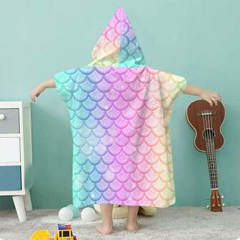 1pc Modern Style Ultrafine Fiber Rectangle Shaped Water Absorbent Changing Towel Blanket Cape, Multifunctional, Suitable For Indoor Bathroom And Outdoor Beach