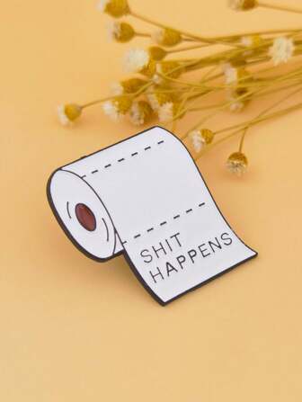 1pc Creative Toilet Paper Shaped Brooch, Metal Badge To Decorate Clothes Or Backpack, Small Gift Lapel Pin