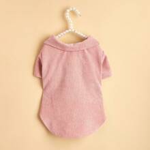 1 pieza Camisa interior con adorno de cierre de pana para mascotas, adecuada para gatos/perros pequeños, para primavera al aire libre - Rosa - Ver 2