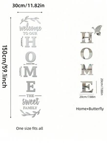5pcs 3d Acrylic Mirror Wall Stickers Home Decoration, Diy Self-Adhesive Silver Acrylic Decals With Letter Logo For Living Room, Bedroom