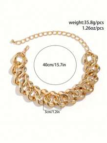 1個歐美朋克風格嘻哈粗鏈頸鍊,搭配誇張的方形扣墜飾,適合女性簡約配件