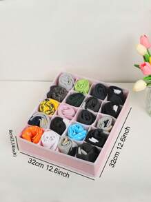 WHICHLIFE 1pc 20 Grid Socks Storage Box Bedroom, Organizer, Home Storage, For White T-Shirt Women, Black Pants Women, Ladies Winter Clothes, Dress, Winter Clothes For Ladies, Elegant Woman Dresses, White Shirt For Ladies, Long Sleeve, White Jumpsuit For Women, Spring Dresses For Women, Spring Outfits For Women, Spring, Spring Clothes, Minimalist, Summer Tops Storage - Pink - View 5