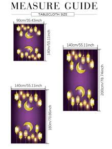 1條節日主題桌布,印有月亮和星星的燈籠和吊飾設計