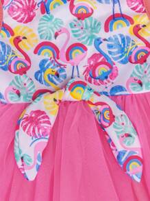 1件火烈鸟印花宠物连衣裙 | 轻盈透气网纱连衣裙 | 泰迪熊公主风，特价优惠 - 彩色 - 查看 6