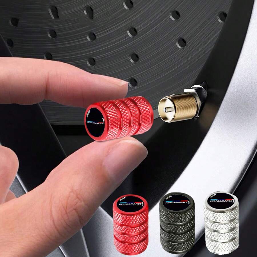 4入組鋁合金耐用紅色汽車輪胎氣門帽蓋配件,適用於bmw 1 2 3 4 5系列x1 X2 X3 X4 X5 X6車輛裝飾