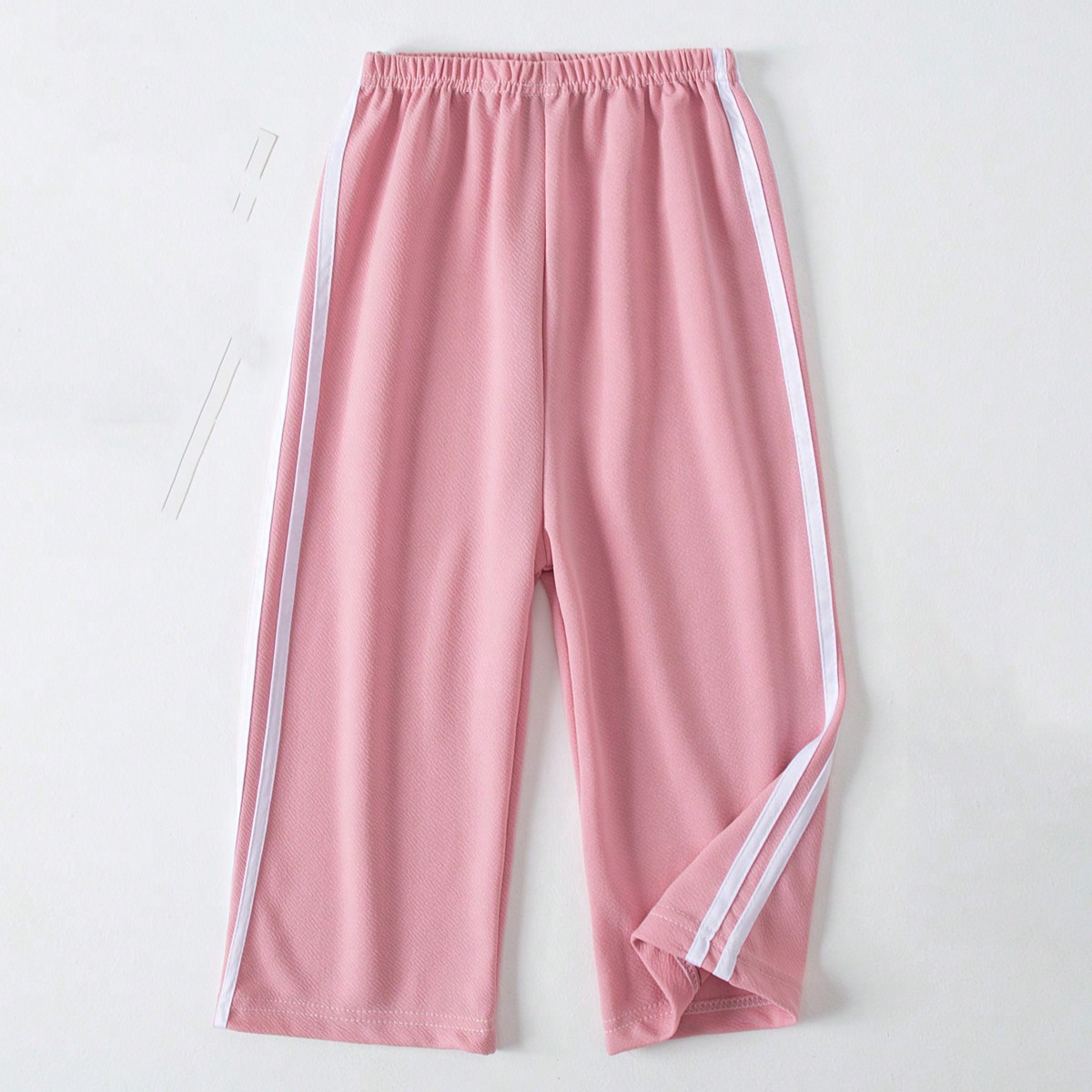 Pantalones informales de cintura elástica con empalme en los laterales para niñas, de verano