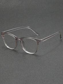 1 件基本百搭方形多色女士时尚无度数眼镜，塑料制成，适合户外活动、商务、日常穿着等。 - 無色 - 查看 1