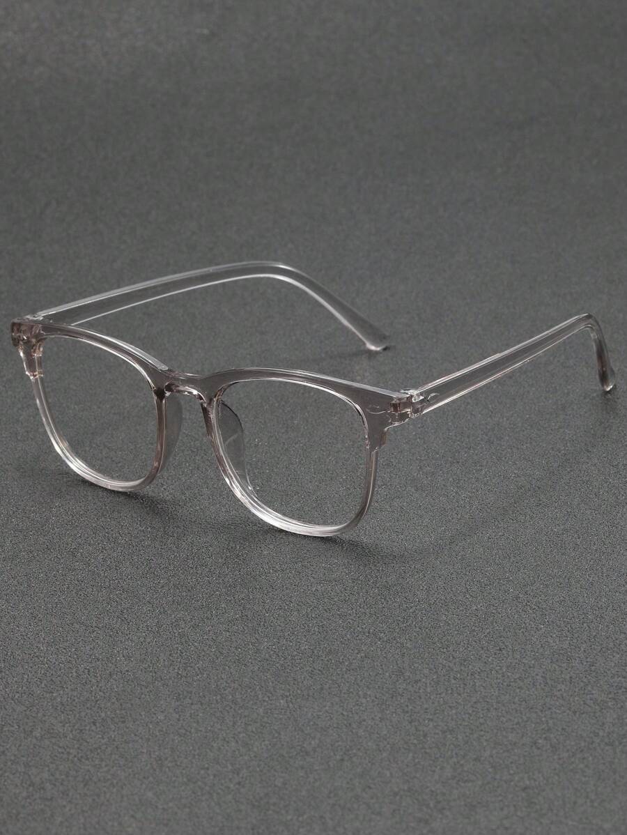 1 件基本百搭方形多色女士时尚无度数眼镜，塑料制成，适合户外活动、商务、日常穿着等。 - 無色 - 查看 1