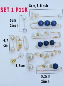 12PCS Faux Pear Multi-Style Multi Sizes Scarf Fix Decor Anti Expose Button Tighten Pin Holder,Anti-Emptied,Anti Exposure Brooch, For Women Daily Use Accessories Women